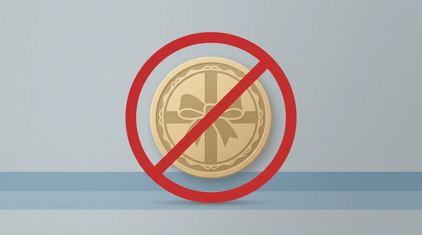 Durchgestrichenes Bonus-Symbol als Zeichen für ein gesetzliches Verbot