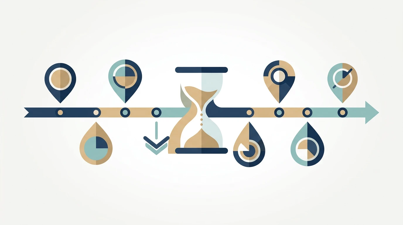 Abstrakte Zeitleiste mit Sanduhr-Motiv als Sinnbild für Verjährungsfristen bei der Rückforderung